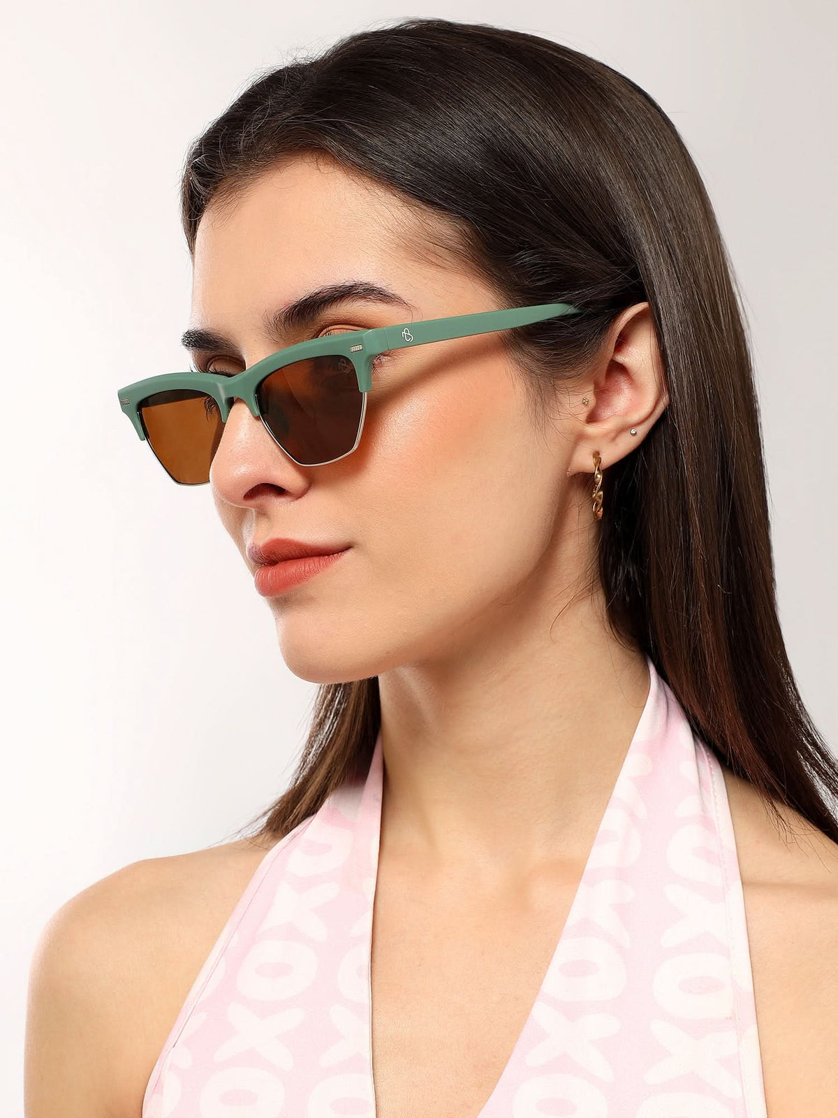 Eyejack Olive Half Rim Sunglasses for Men and Women - view 7