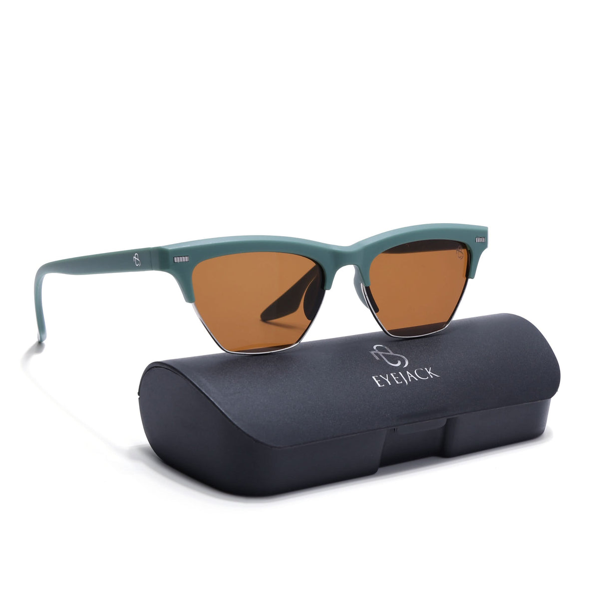Eyejack Olive Half Rim Sunglasses for Men and Women - view 8