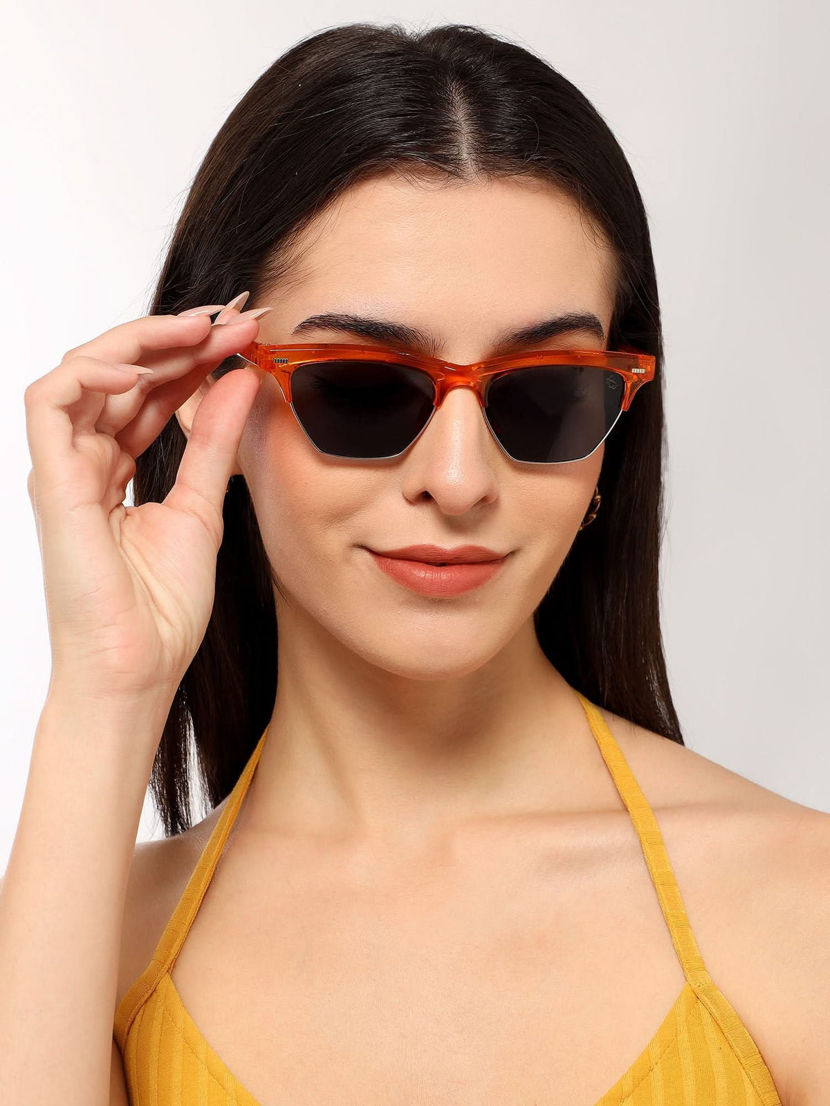 Eyejack Orange Half Rim Sunglasses for Men and Women - view 1