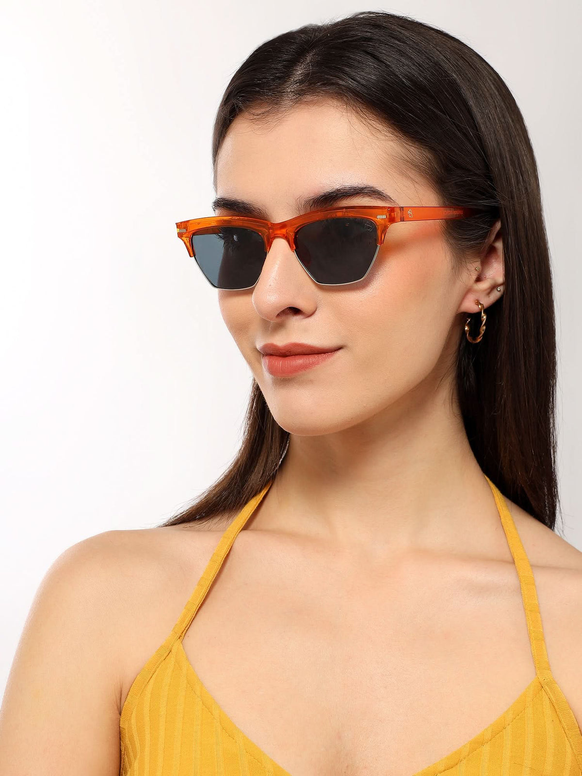 Eyejack Orange Half Rim Sunglasses for Men and Women - view 2