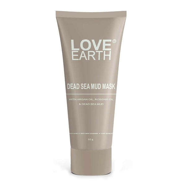 Love Earth Dead Sea Mud Mask with Argan Oil and Rosehip Oil For Acne, Deep Skin Cleaning & Open Pore Minimising 50g