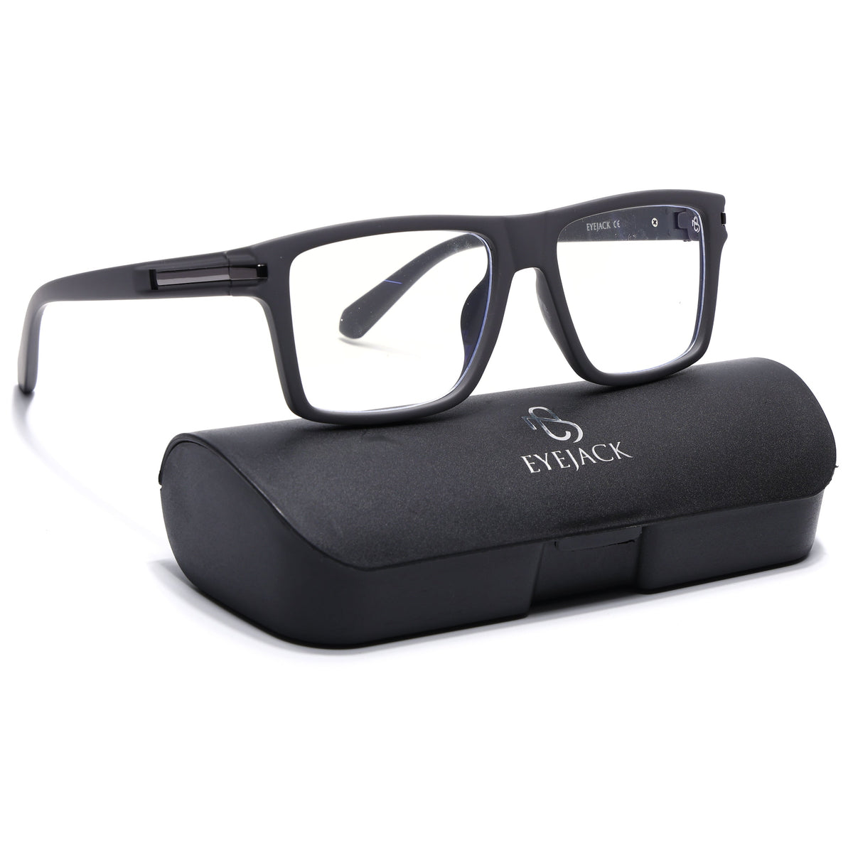 Eyejack Crossline Grey Square Eyeglasses for Men and Women - Style 2094 - with box packaging