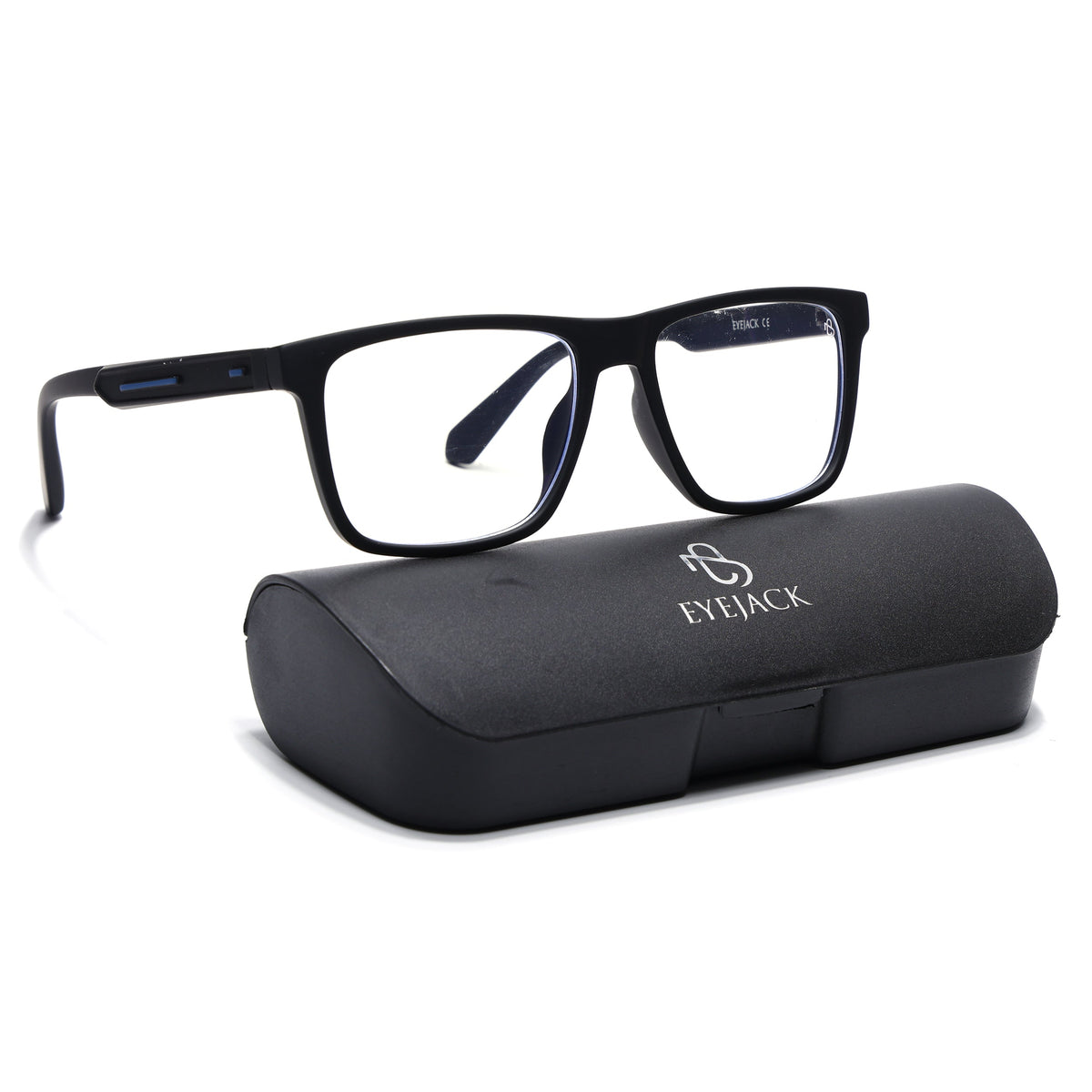 Eyejack Crossline Black Square Eyeglasses for Men and Women - Style 2105 - with box packaging