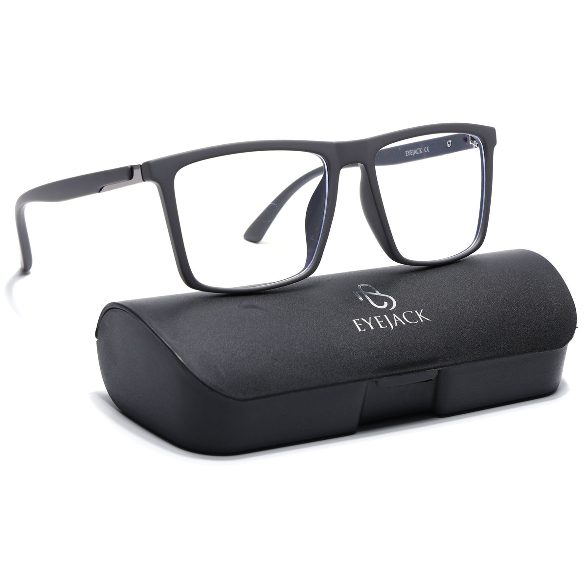 Eyejack Crossline Grey Square Eyeglasses for Men and Women - Style 2112 - with box packaging