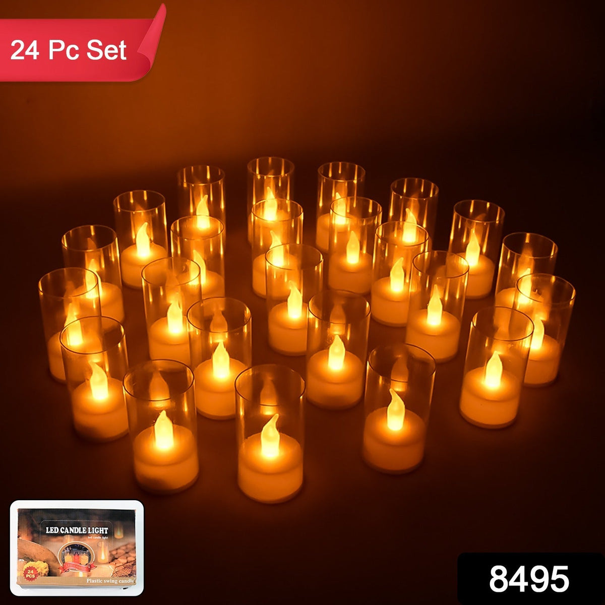 Flameless Candles With Transparent Plastic Covers Set Of 24 Pcs Led HP DD