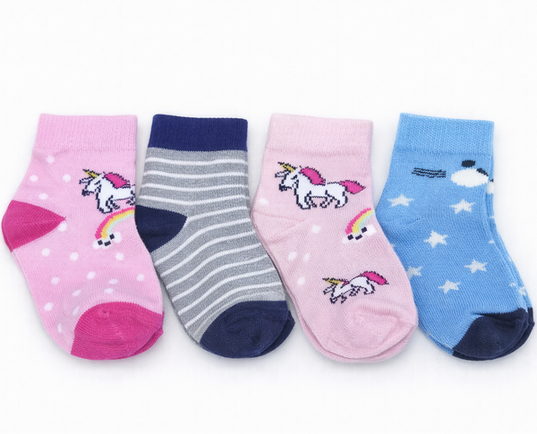 Baby Unicorn Rainbow Printed Cotton Ankle Socks Soft Comfortable Daily Wear RITEX OVERSEAS