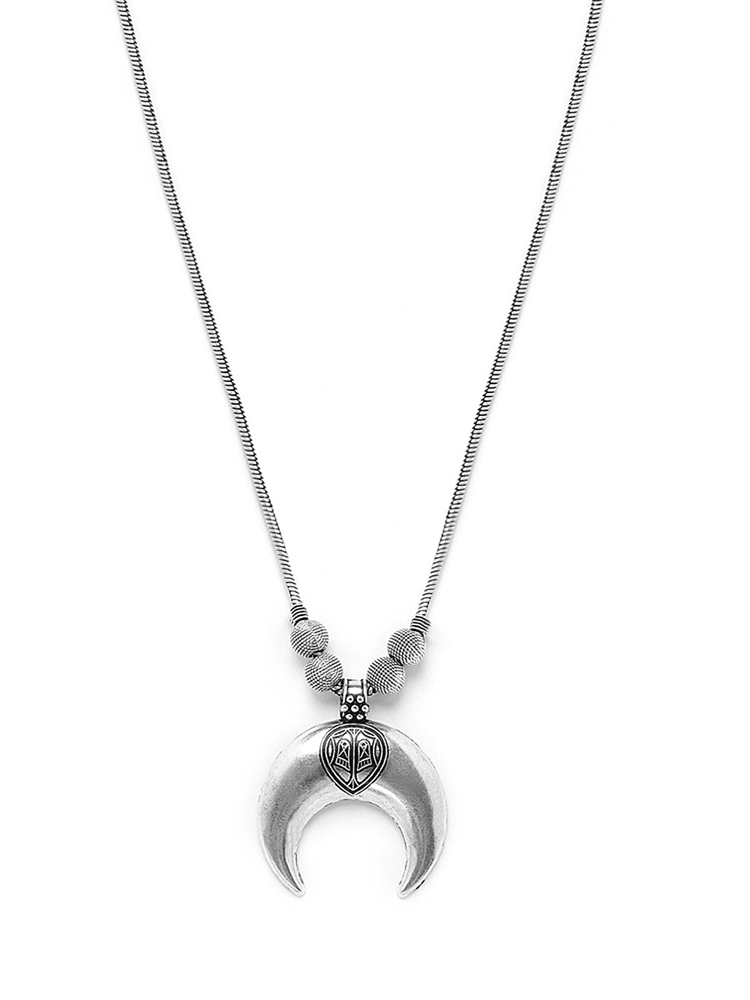 German Silver-Toned Half Moon Necklace