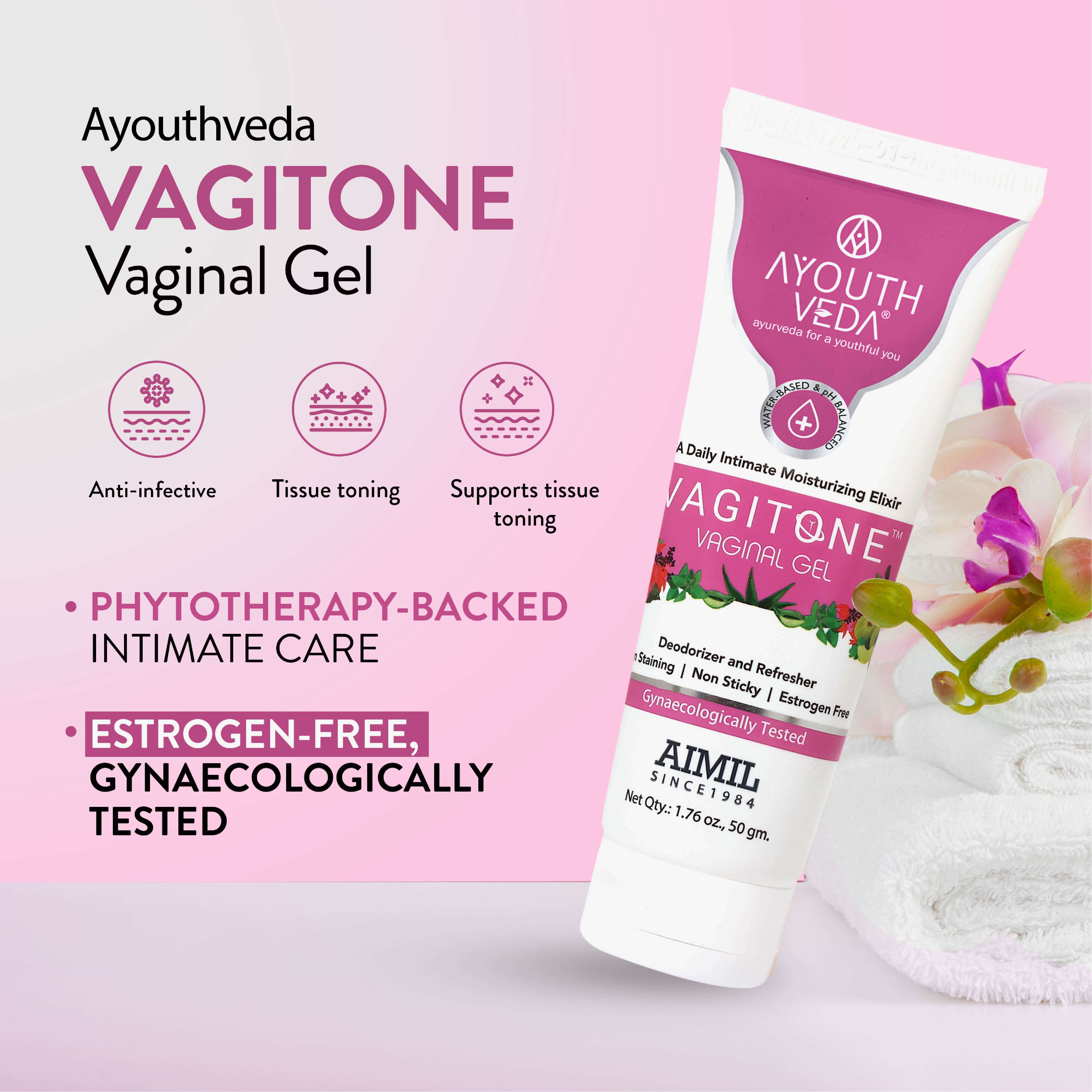 Vagitone Vaginal Gel Pack of 3 (50 gm) Aimil Ayouthveda