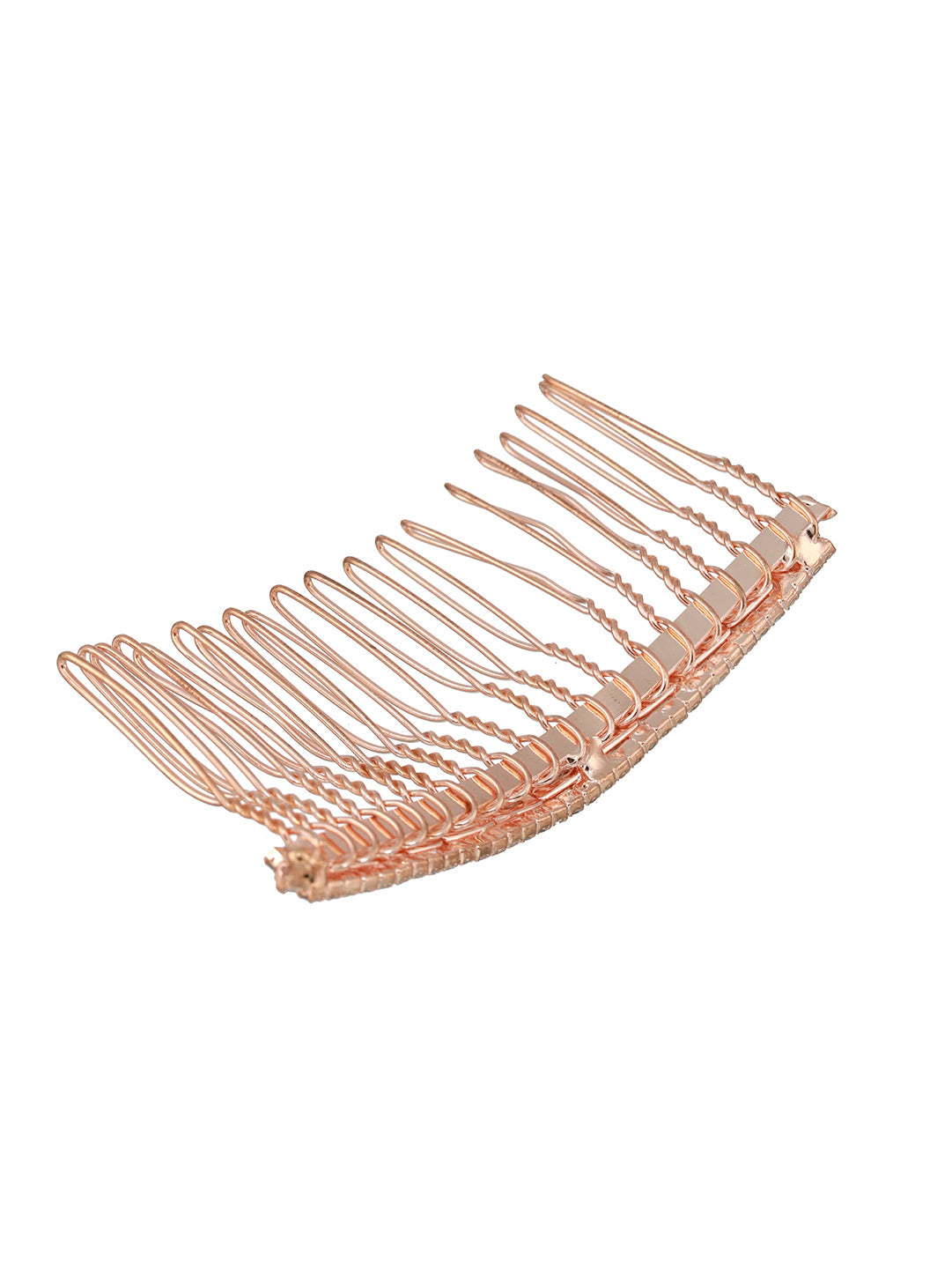 Women Rose Gold Plated & White Embellished Comb Pin