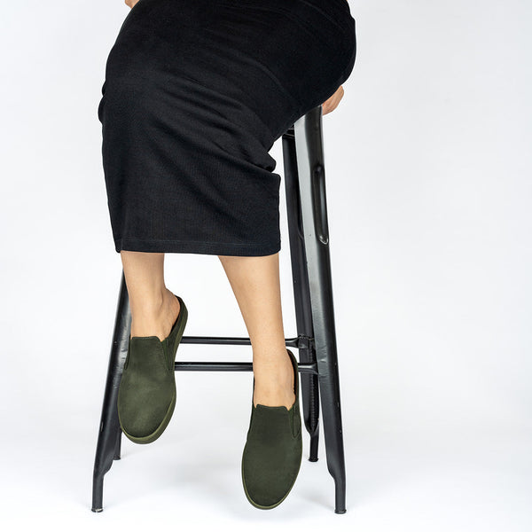 Nest Mules Vegan Suede Green Women Slip-ons Planet Paaduks