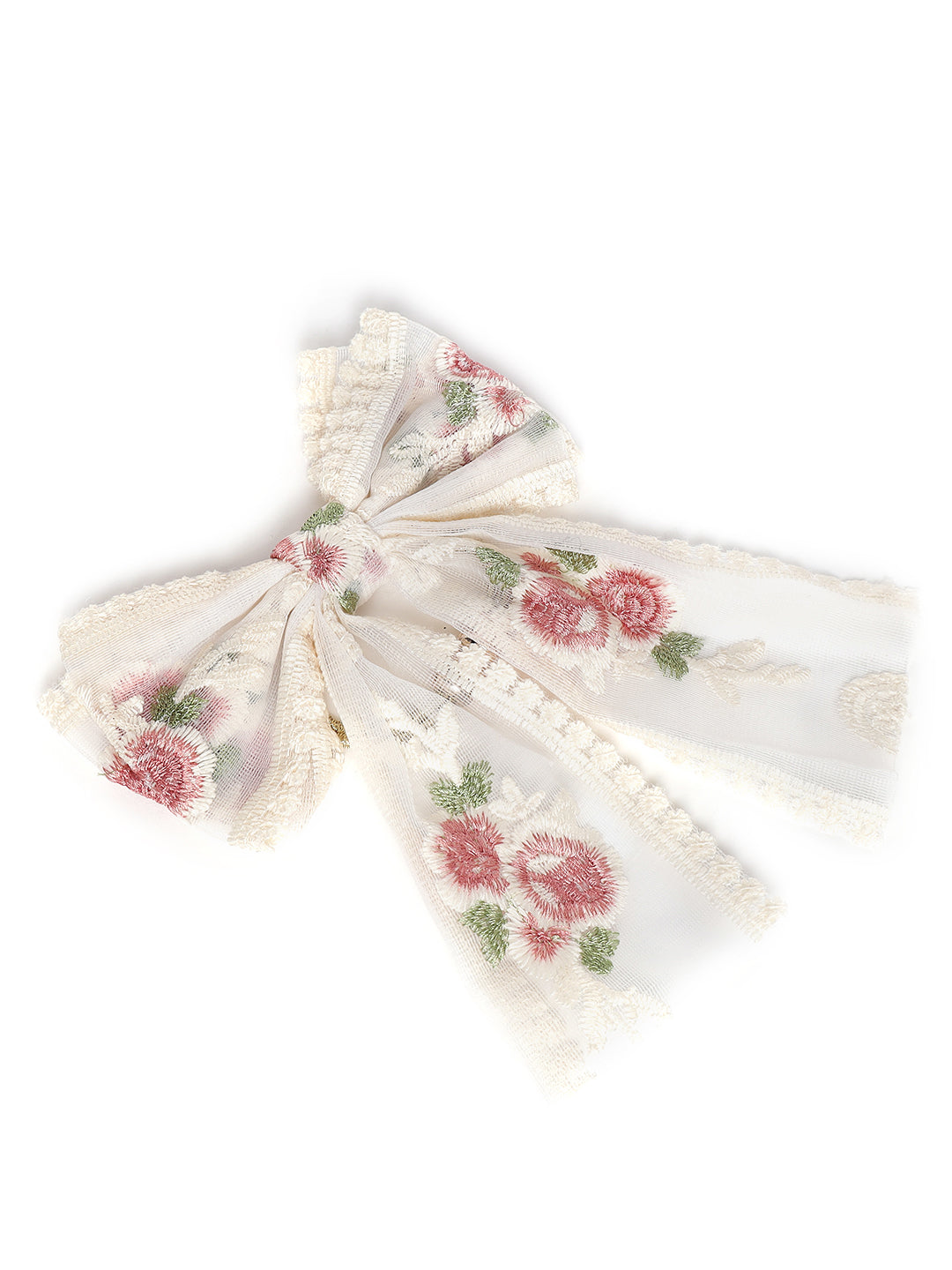 White & Red Bow Shaped Ponytail Holder