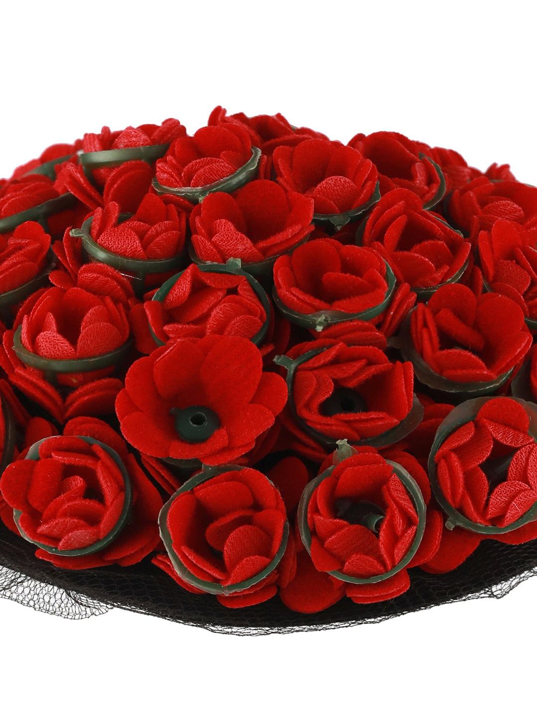Women Red Rose Artificial Flower Juda Gajra Designed Hair Bun Cover