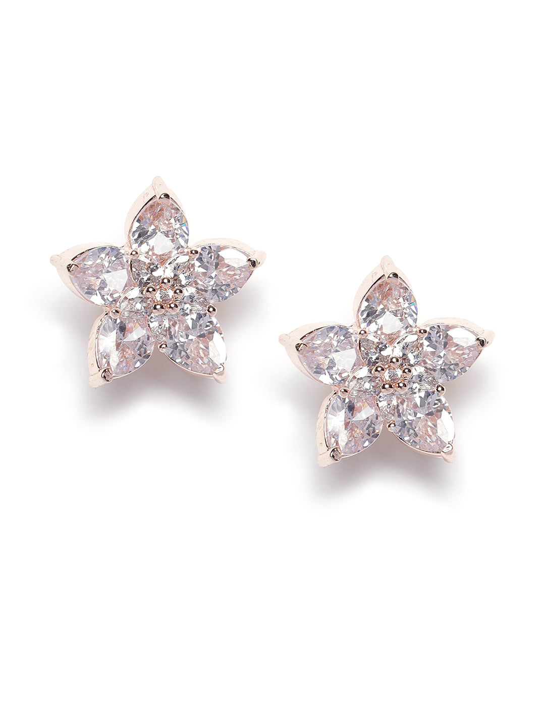 White Contemporary Floral Studs Earrings