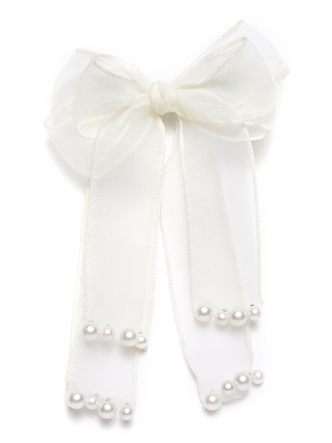 Red & White Set Of 2 Handcrafted Bow Shaped Alligator Hair Clip