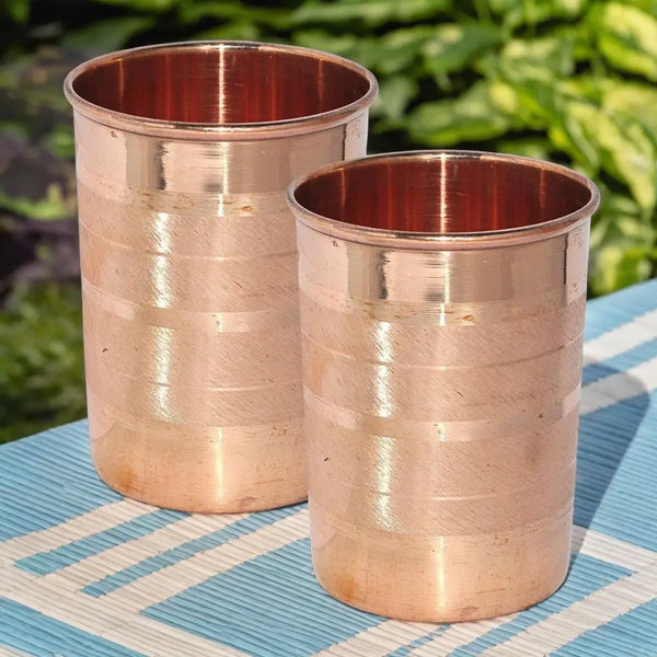 Pure copper glass tumbler (set of 2x300ml) | PRISHA INDIA CRAFT Prisha India Craft