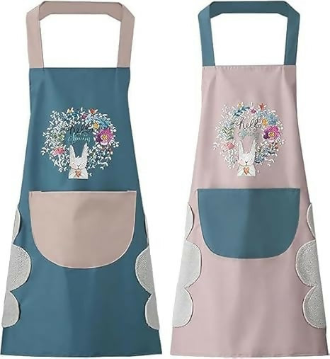 Waterproof Kitchen Apron for Women with Hand-Wiping Towel & Front Pocket Comfortable Wear-Resistant Chef Apron for Cooking (Assorted, Pack of 1)