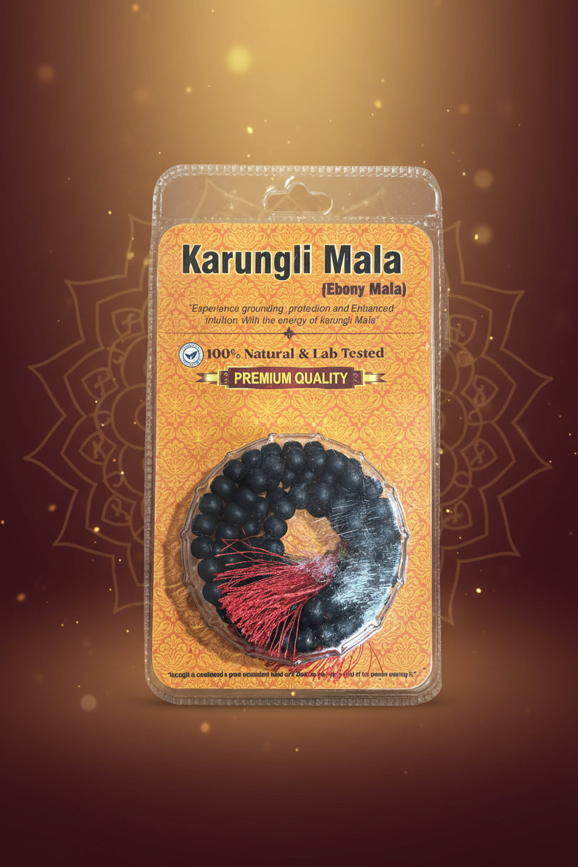 Original Karungli Mala Jaap Mala 100% Natural Unpolished 8-9 mm-Natural Black Ebony Wood