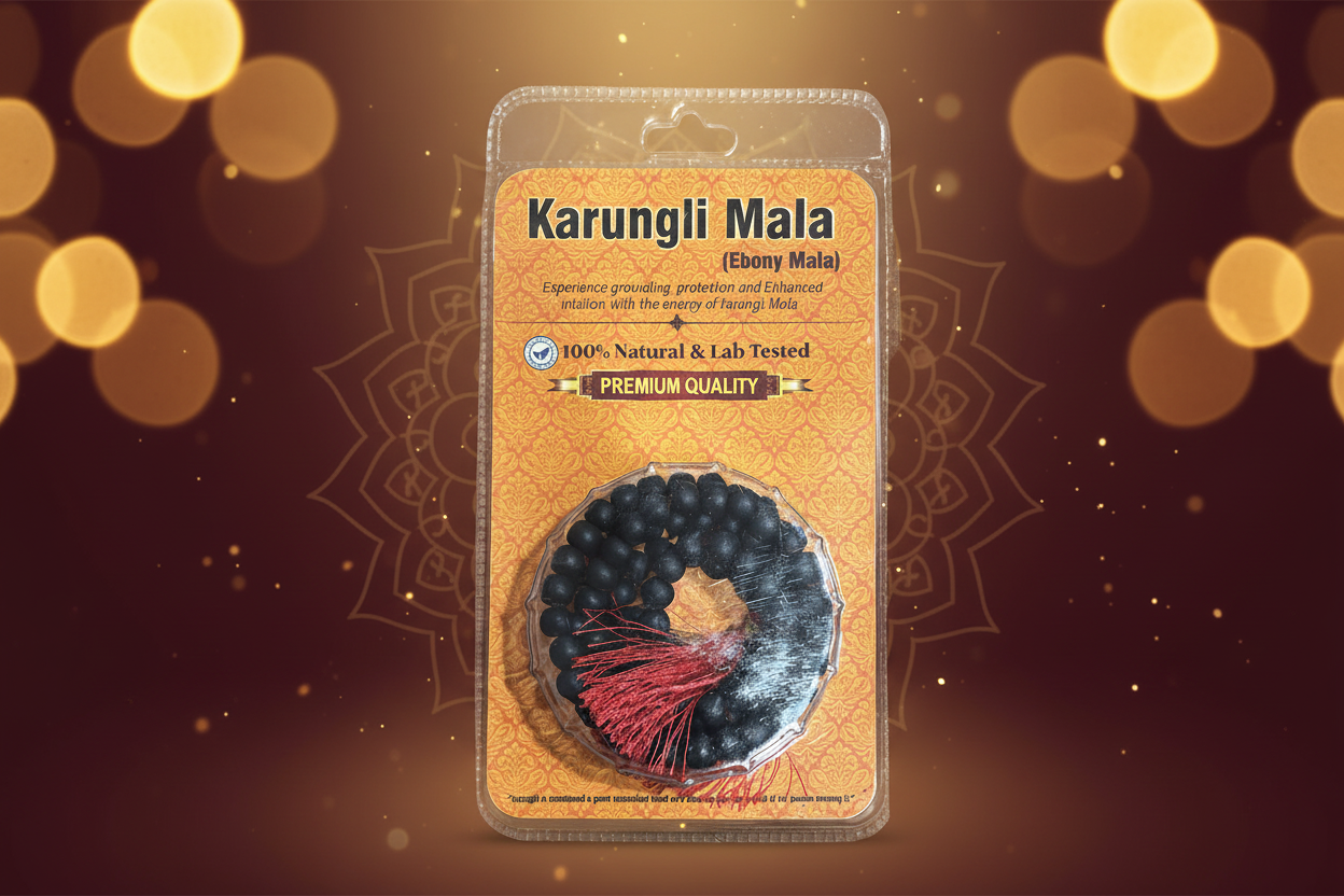 Original Karungli Mala Jaap Mala 100% Natural Unpolished 8-9 mm-Natural Black Ebony Wood