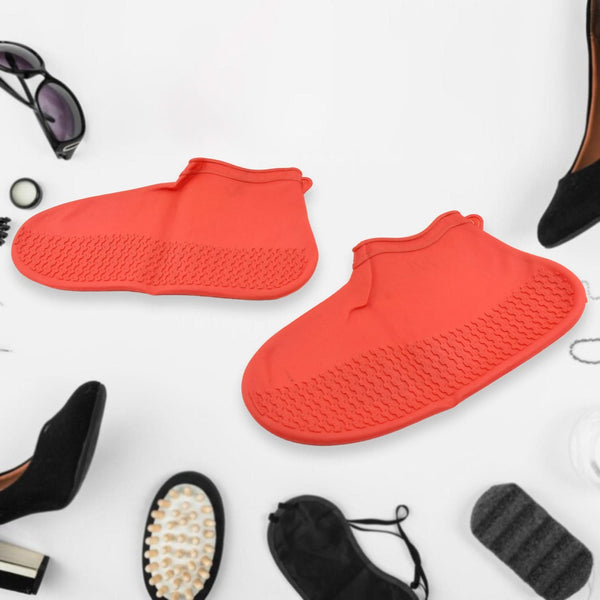 Non-Slip Waterproof Silicone Shoe Covers (Red, Medium, 1 Pair)