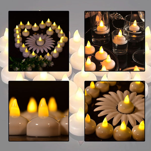 Set of 12 flameless floating battery operated tealight candles for decorative wedding use