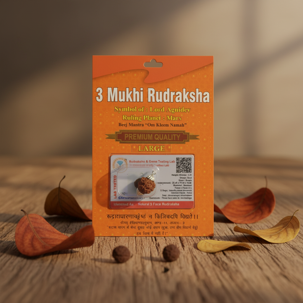 3 Mukhi Rudraksha Bead – Agnidev Blessing Natural Sacred Rudraksha
