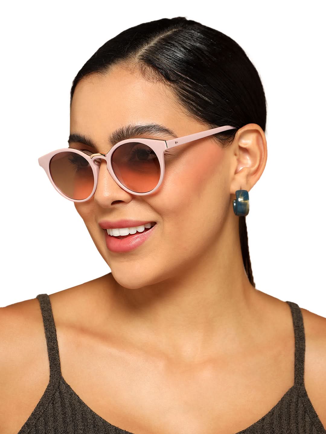 Eyejack Pink & Golden Cateye Sunglasses for Men and Women - worn by a male model