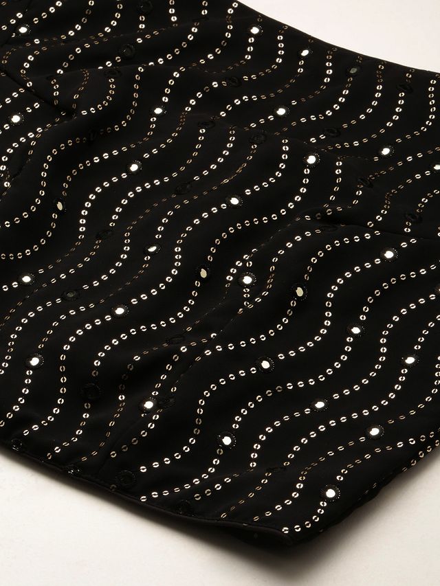 Bollywood Vogue Ready To Wear Black Embroidered Sequins Lehenga