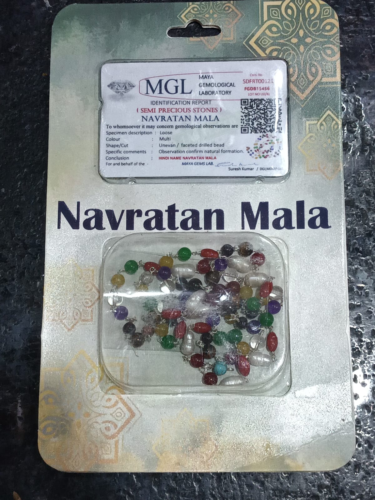 Navratan Mala – 9 Gemstone Beaded Necklace for Planetary Balance, Prosperity & Spiritual Protection