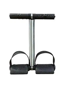 Buddy Cares Single Spring Tummy Trimmer – Abdominal Training Tool with Foot Pedals – Black And Silver