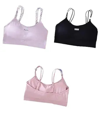 Beautiful Seamless Comfort Bralette Pack of 1Multicolor with Breathable Padded Sports Bra with Double Straps (Free Size)