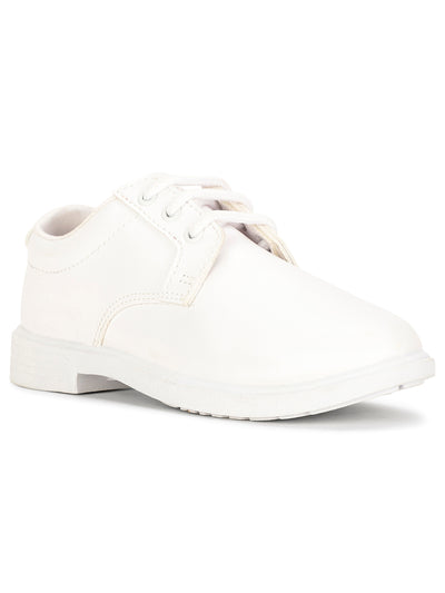 Bata Boy's White Lace-up Derby School Shoes - White