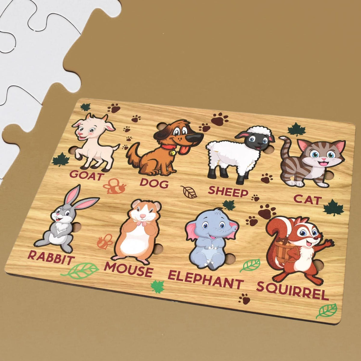 Wooden Animal Puzzle Learning Educational Board (1 Set 2820 Cm) HP DD