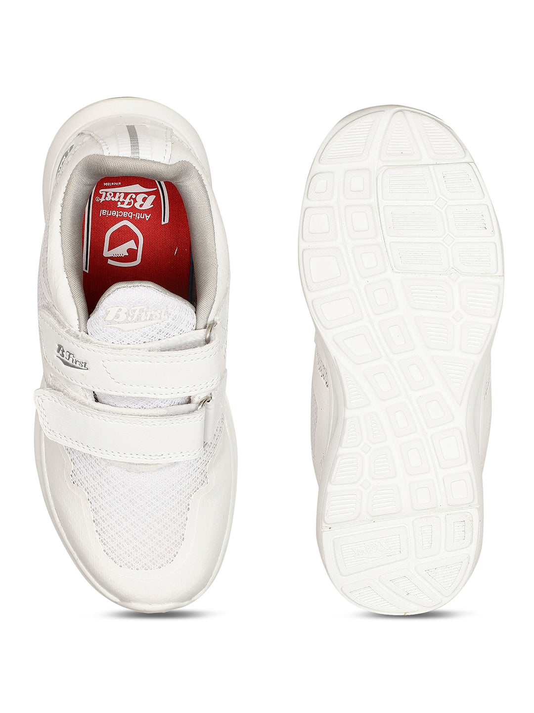 Bata Kids Unisex White Velcro Strap Oxford School Shoes - White - View 4