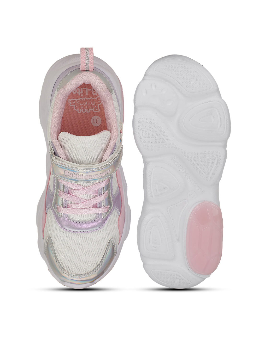 Bubblegummers Girl's White Casual Velcro Strap Shoes - White - View 4