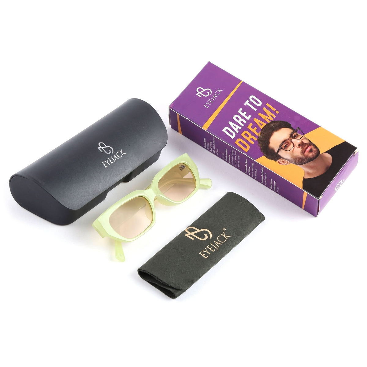 Eyejack Green Rectangle Sunglasses for Men and Women - detail view
