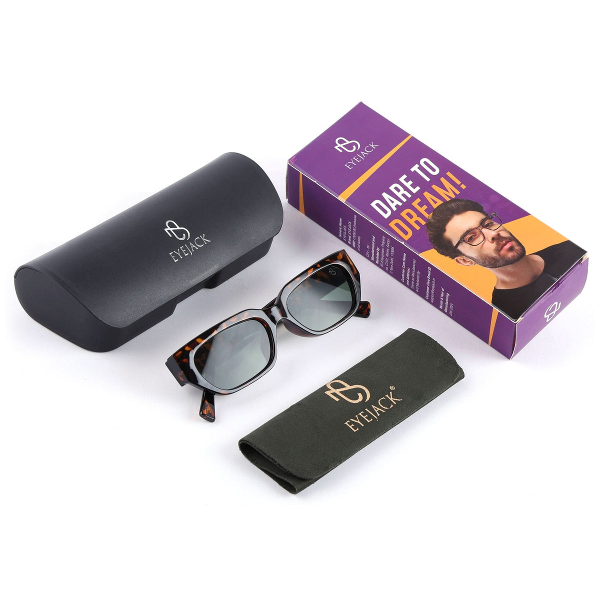 Eyejack Demi Brown Rectangle Sunglasses for Men and Women - Style L989 - detail view
