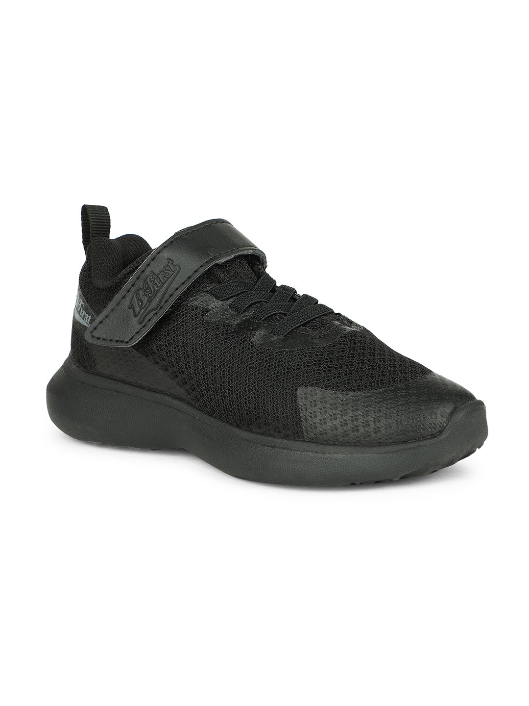 Bata Kids Unisex Black Velcro Strap School Shoes - Black - View 1