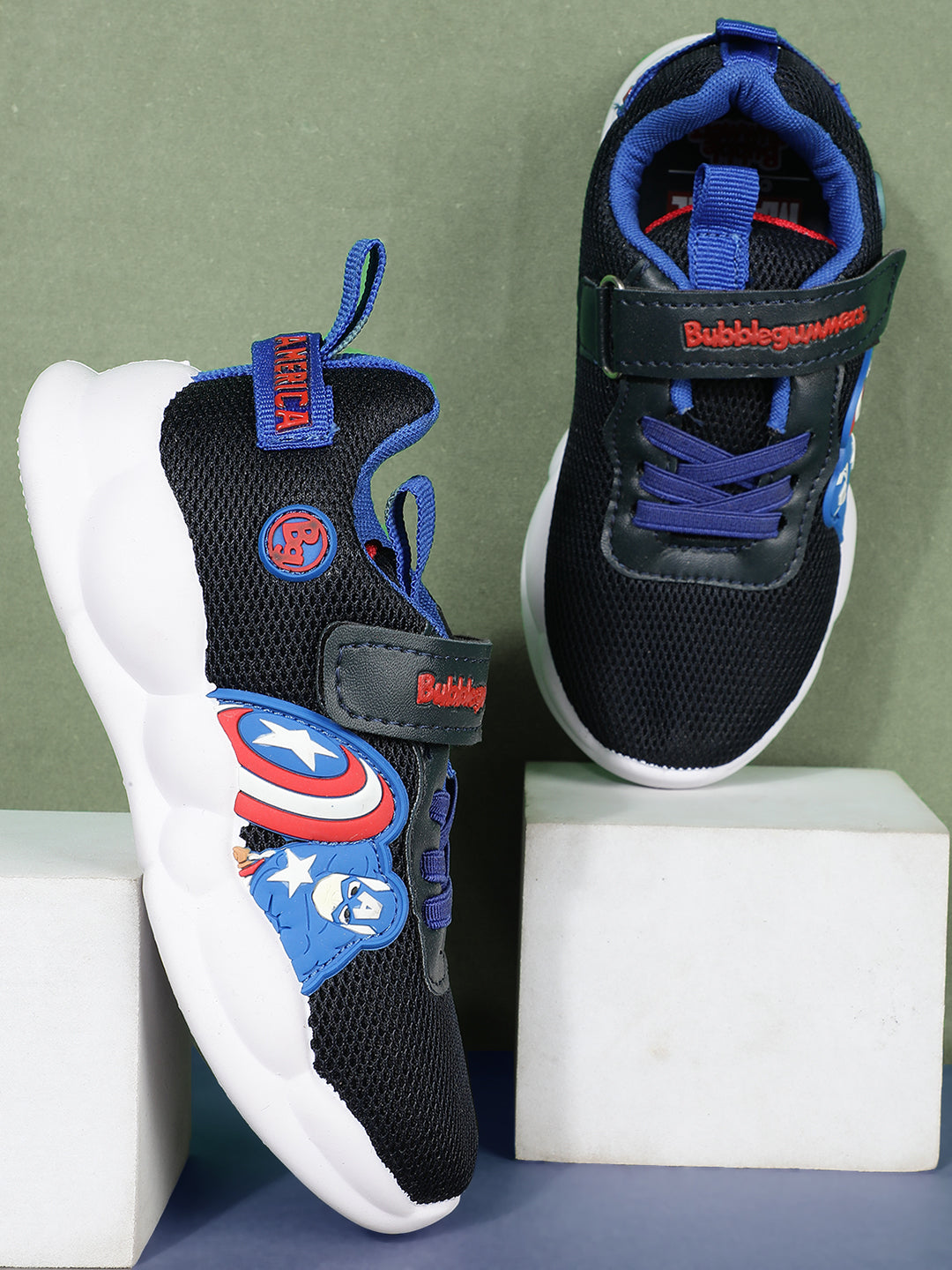 Bubblegummers Boys Casual Velcro Strap Shoes - Navy Blue - View 6