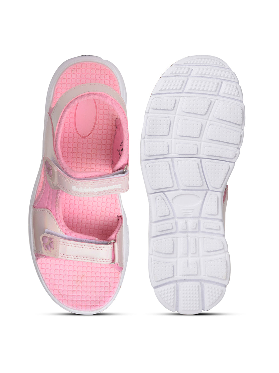 Bubblegummers Girl's Pink Velcro Strap Sporty Sandal - Pink - View 4