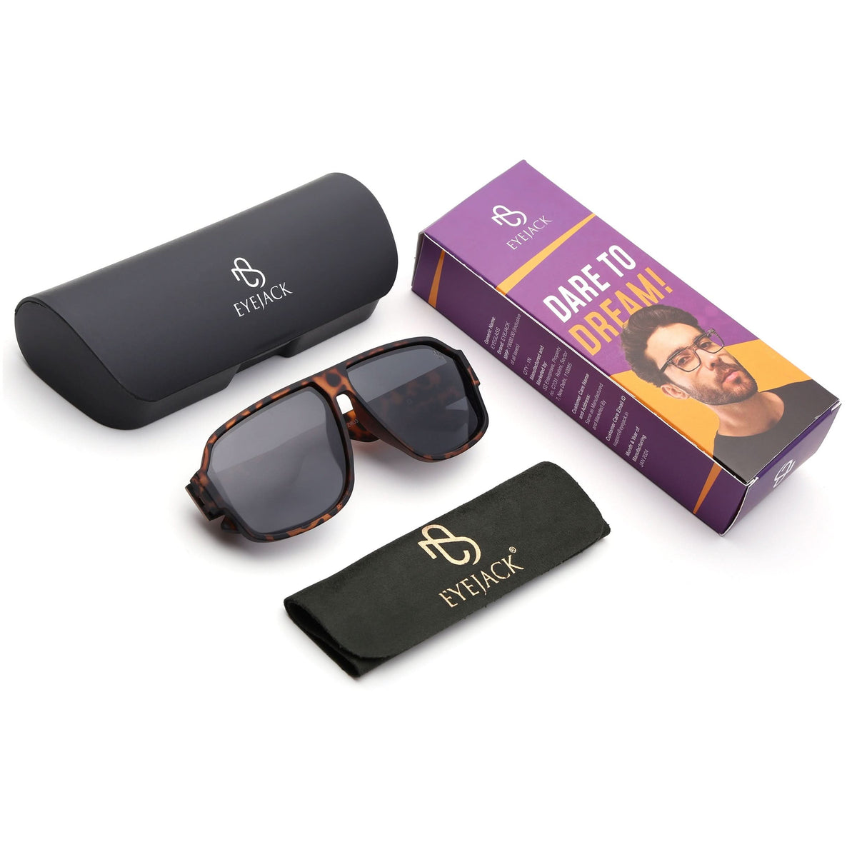 Eyejack Demi Brown Wayfarer Sunglasses for Men and Women - Style 1207 - detail view