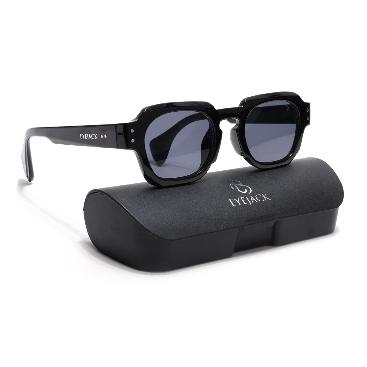 Milan Black Round Sunglasses for Men and Women - Style L990 - view 8