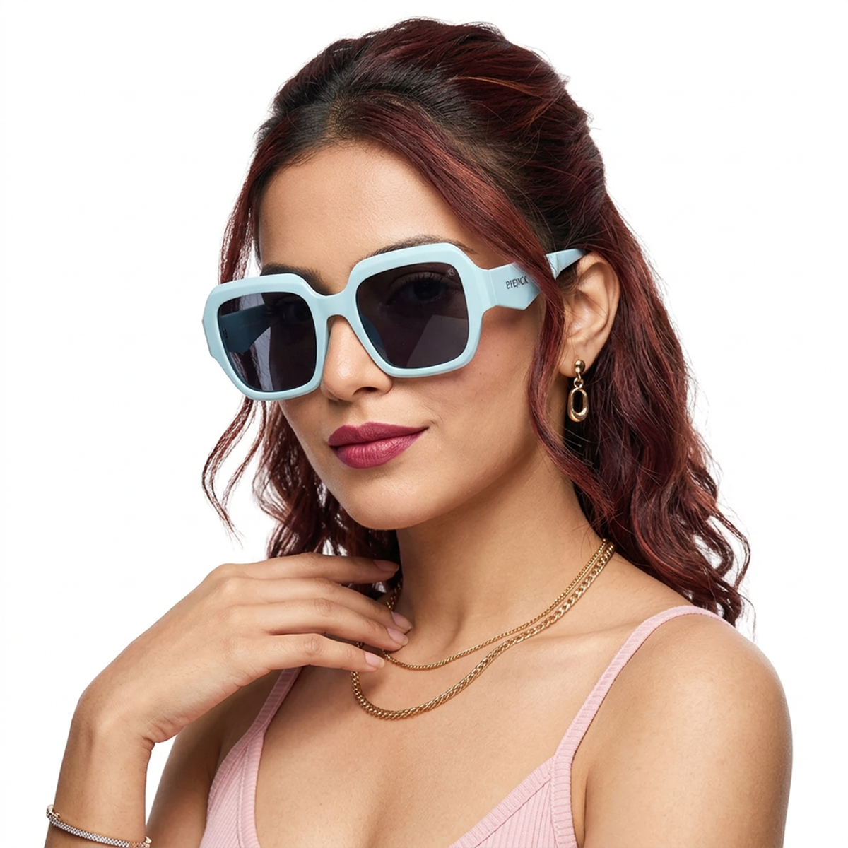 Eyejack Sky Blue Oversize Sunglasses for Men and Women - worn by a male model
