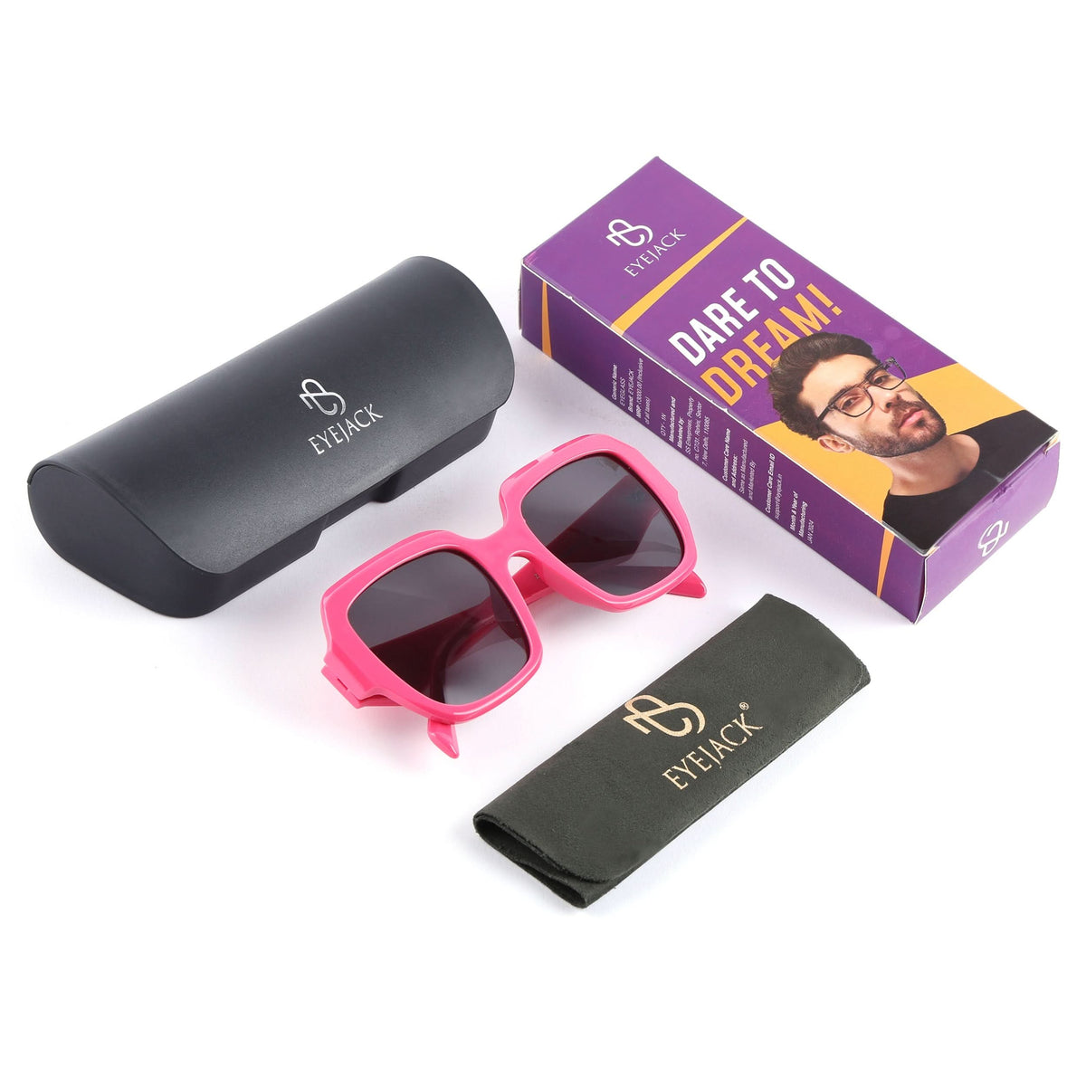 Eyejack Hot Pink Oversize Sunglasses for Men and Women - detail view