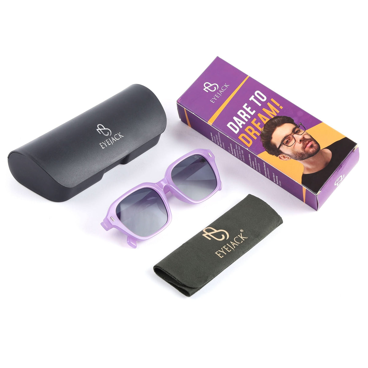 Eyejack Purple Square Sunglasses for Men and Women - detail view