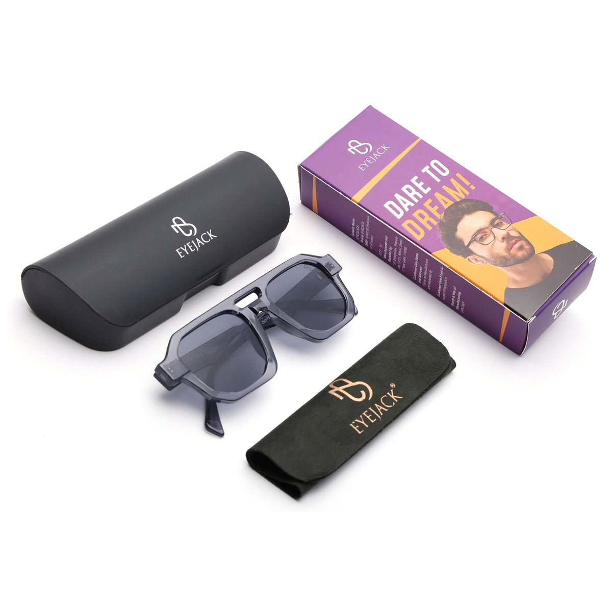 Eyejack Solar Grey Square Sunglasses for Men and Women - view 6