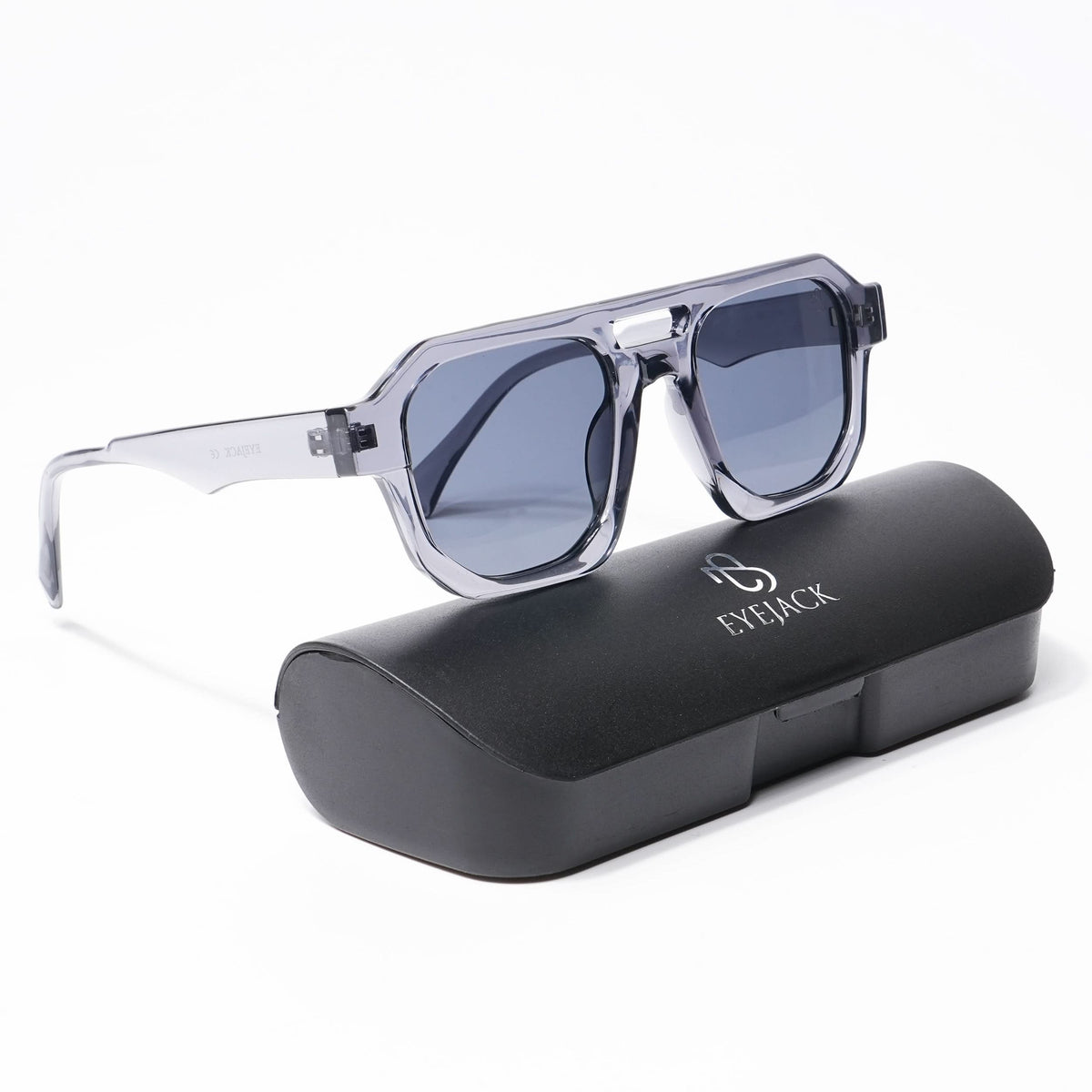 Eyejack Solar Grey Square Sunglasses for Men and Women - view 5