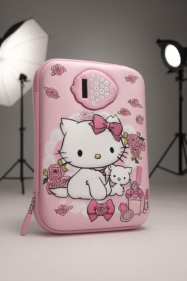 Cute Pink Cartoon EVA Pencil Box with Calculator with Zippered Hard Case Stationery Organizer for Kids JR Enterprise