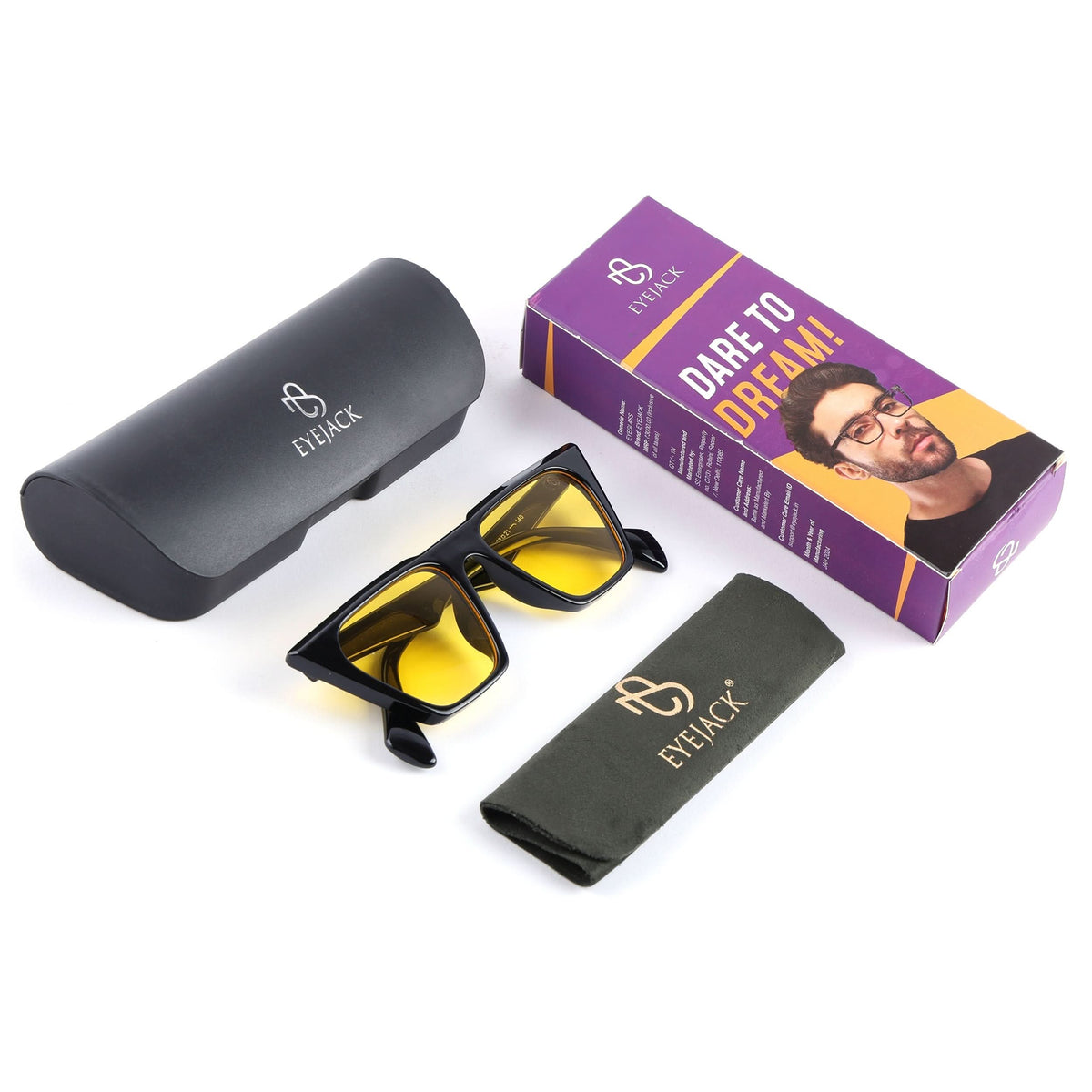 Eyejack Black Cateye Sunglasses for Men and Women - Style 1016 - detail view