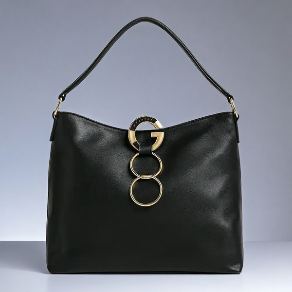 Taupe Metallic Ring Accent Hobo Bag