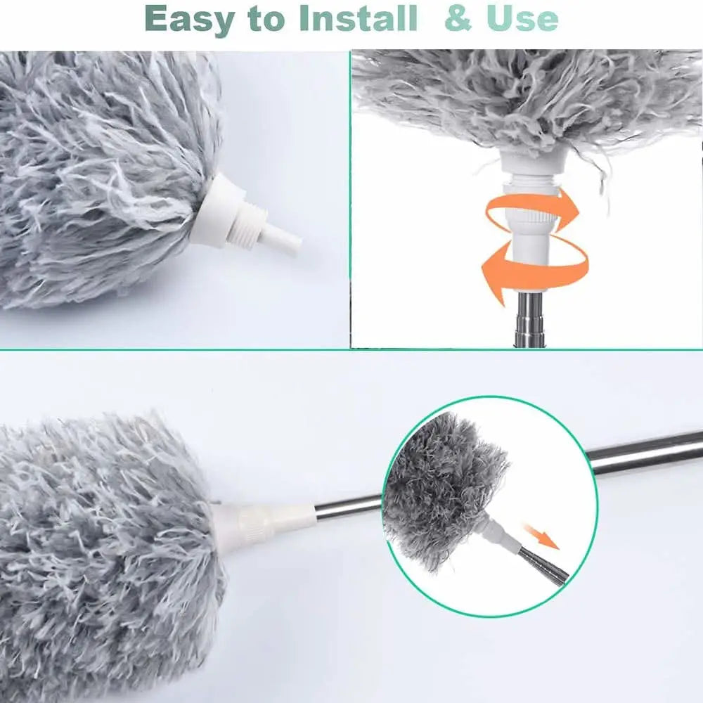 Microfiber Duster with 100-Inch Extendable Handle for High Ceiling & Furniture Cleaning HP DD